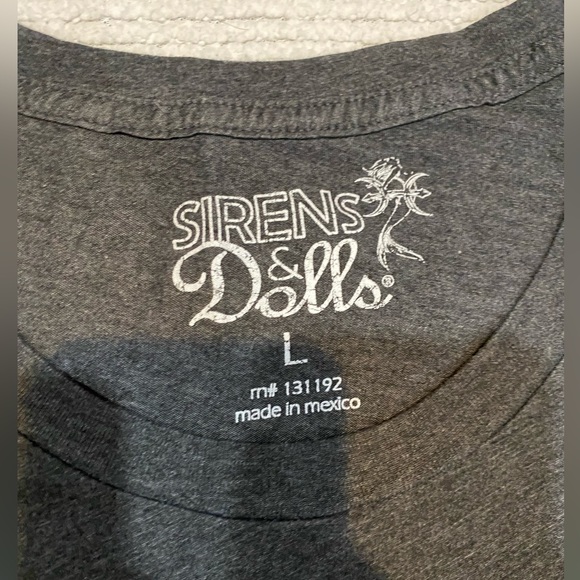 Sirens & Dolls Gey T-Shirt with Colorful Pocket, short-sleeve, Ladies Large - Picture 4 of 9